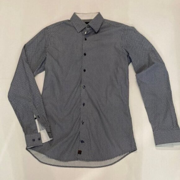 Strellson Blue Shirt Print Slim Fit button down 38/15​​ - Picture 3 of 10